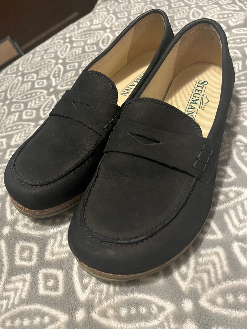 Stegmann Black Women’s Penny Loafers — Classic Slip-On Flats